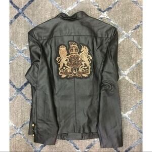 Sheryl Crow Faux Leather military jacket-Coat of arms (3X)